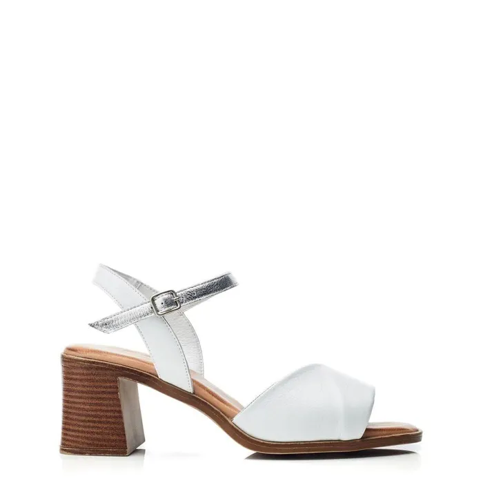 Women Moda In Pelle Heeled Sandals Lanie White 8211 Silver Leather