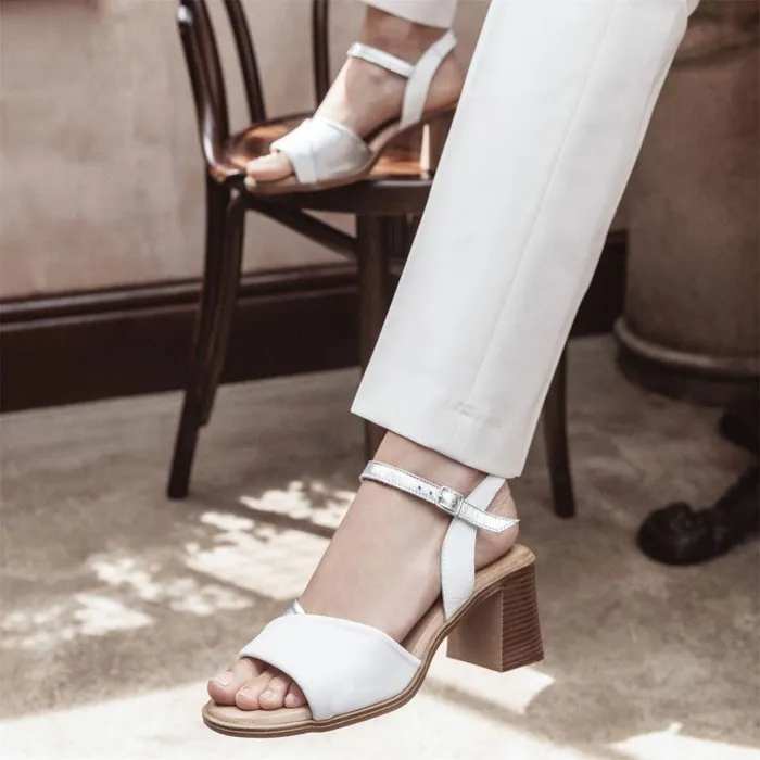 Women Moda In Pelle Heeled Sandals Lanie White 8211 Silver Leather