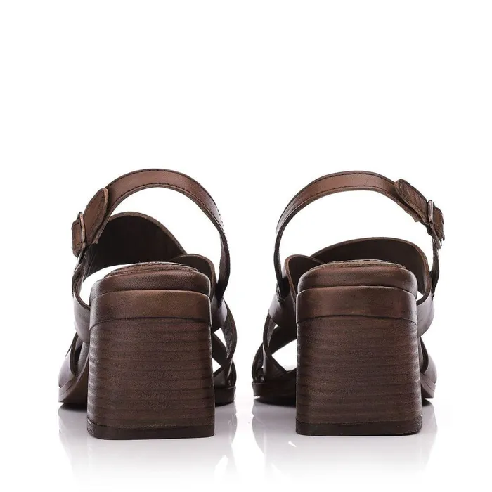 Women Moda In Pelle Heeled Sandals Leeana Olive Leather