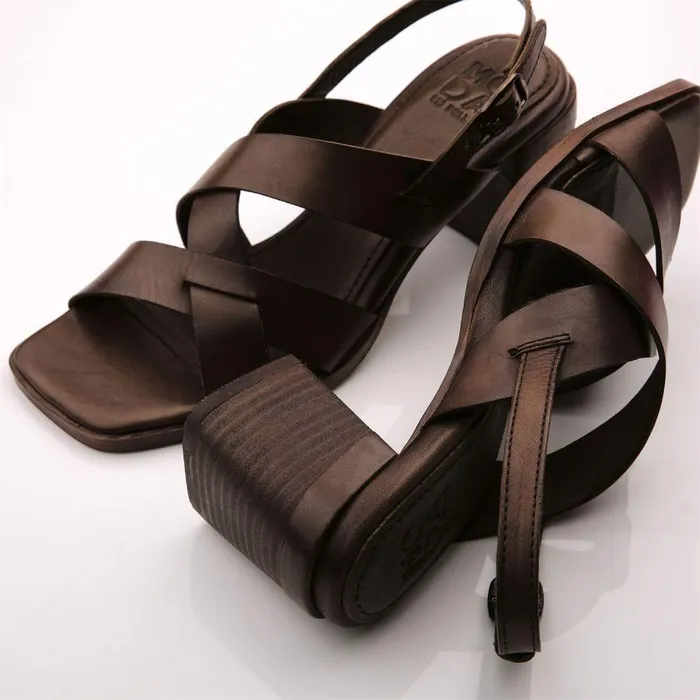Women Moda In Pelle Heeled Sandals Leeana Olive Leather