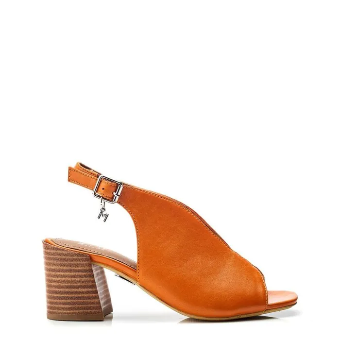 Women Moda In Pelle Heeled Sandals Lonnia Orange Leather