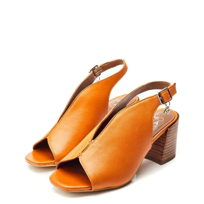 Women Moda In Pelle Heeled Sandals Lonnia Orange Leather