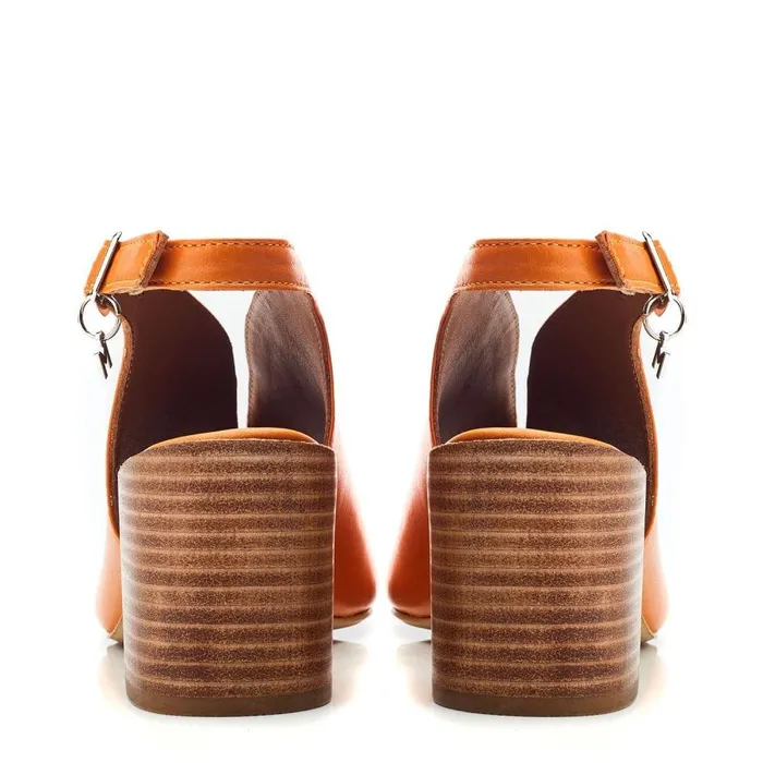 Women Moda In Pelle Heeled Sandals Lonnia Orange Leather