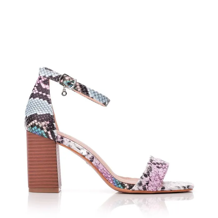 Women Moda In Pelle Heeled Sandals Meesha Cameo Snake Print