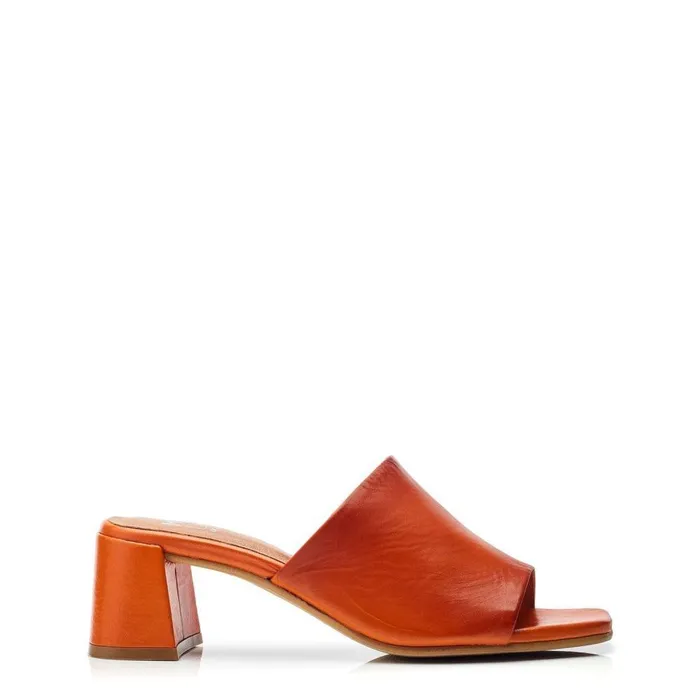 Women Moda In Pelle Heeled Sandals Mikia Orange Leather