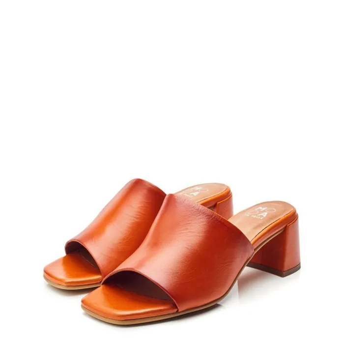 Women Moda In Pelle Heeled Sandals Mikia Orange Leather
