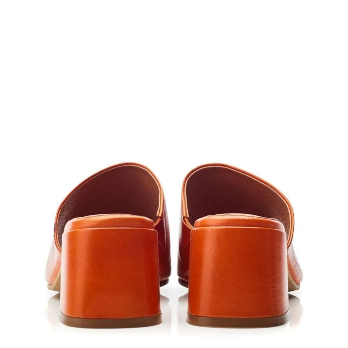 Women Moda In Pelle Heeled Sandals Mikia Orange Leather