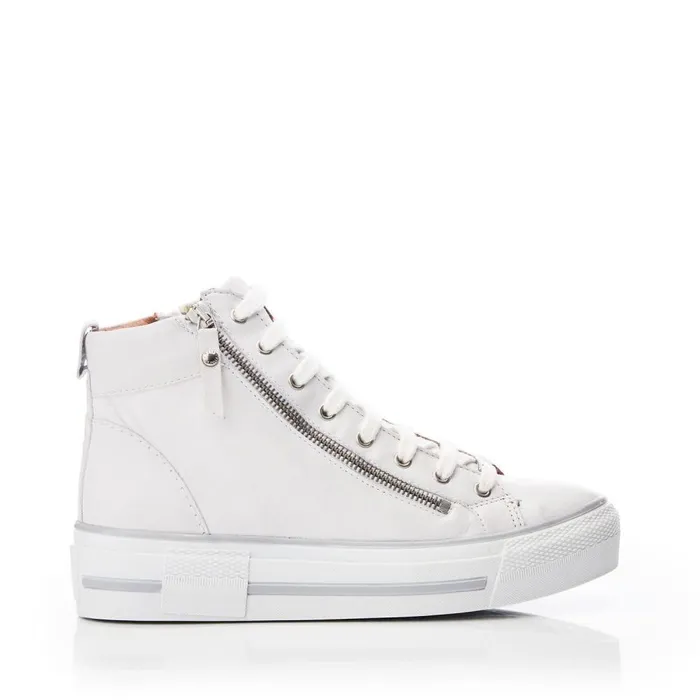 Women Moda In Pelle HighTop Trainers Annaken White Leather