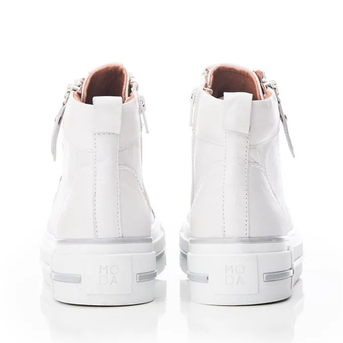 Women Moda In Pelle HighTop Trainers Annaken White Leather