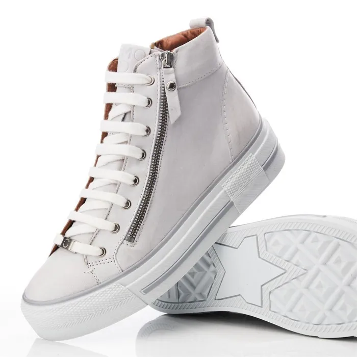 Women Moda In Pelle HighTop Trainers Annaken White Leather