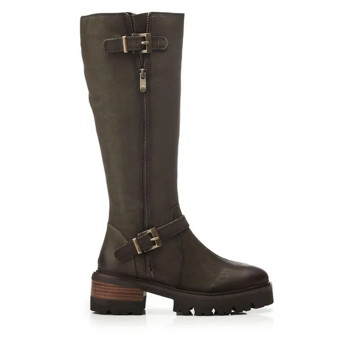 Women Moda In Pelle Knee High Boots Dori Olive Nubuck