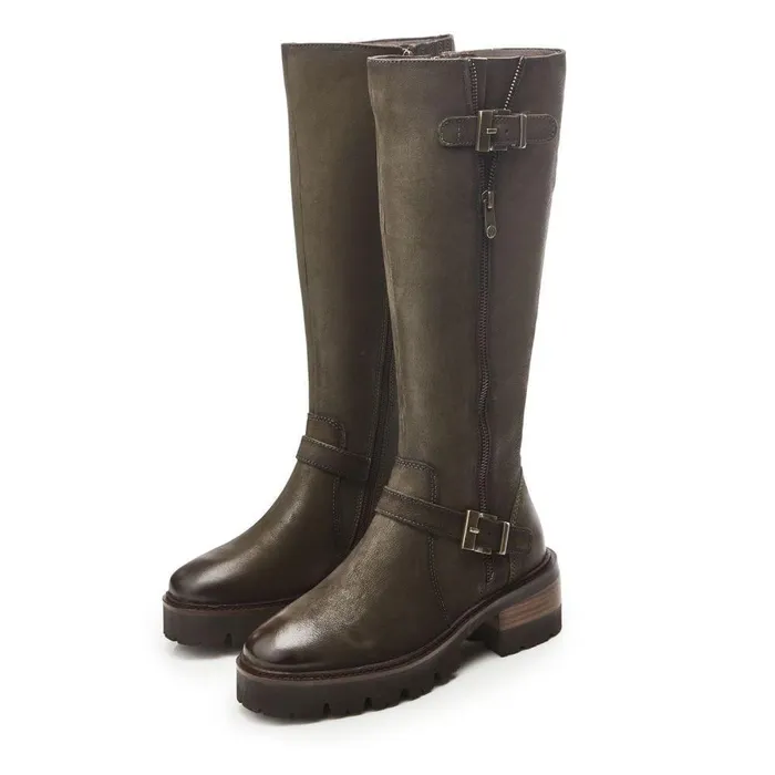 Women Moda In Pelle Knee High Boots Dori Olive Nubuck