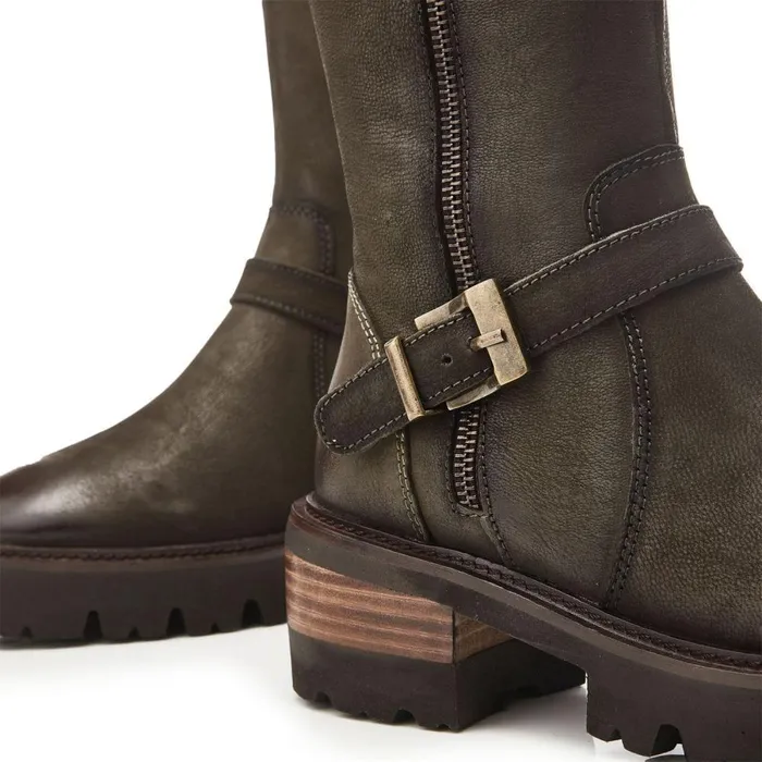 Women Moda In Pelle Knee High Boots Dori Olive Nubuck