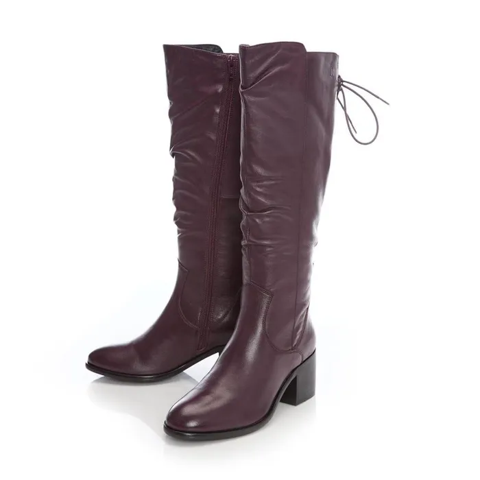 Women Moda In Pelle Knee High Boots Gloriia Burgundy Leather