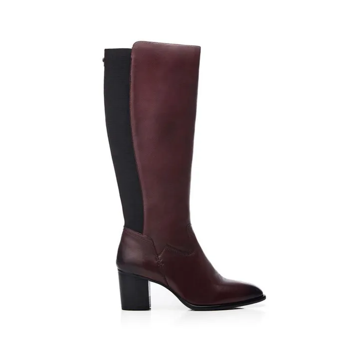 Women Moda In Pelle Knee High Boots Scarletta Burgundy Leather