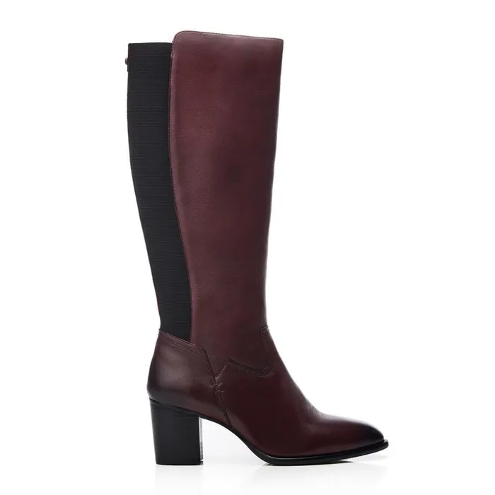 Women Moda In Pelle Knee High Boots Scarletta Burgundy Leather