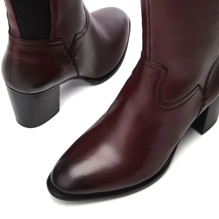 Women Moda In Pelle Knee High Boots Scarletta Burgundy Leather