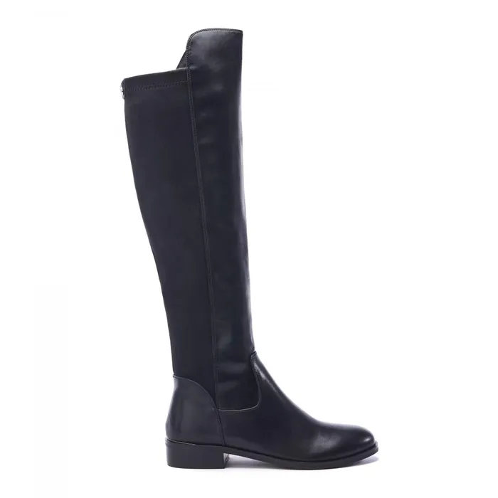 Women Moda In Pelle Knee High Boots Solenne Black Porvair