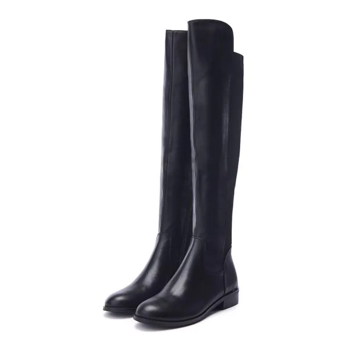 Women Moda In Pelle Knee High Boots Solenne Black Porvair