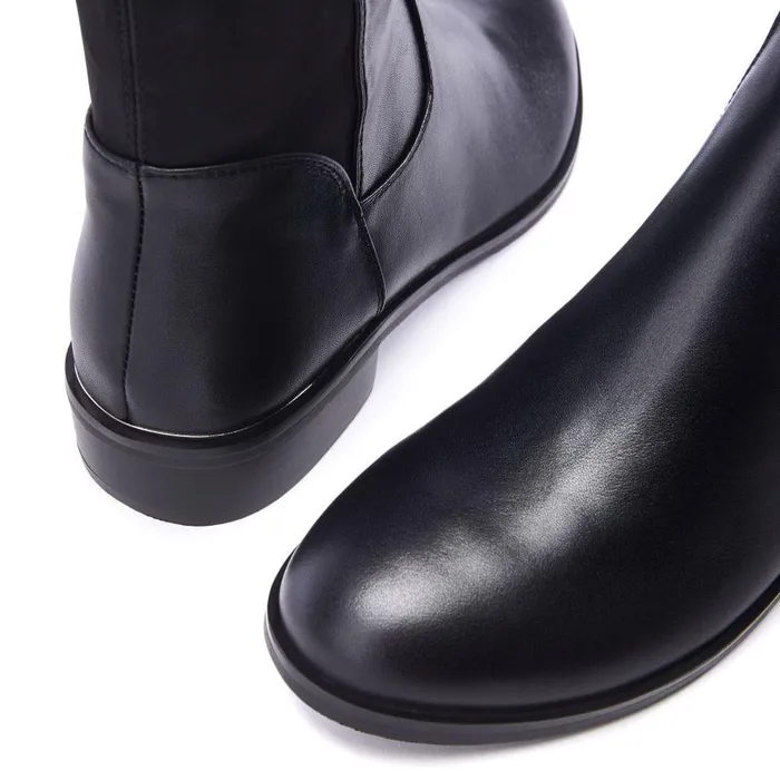 Women Moda In Pelle Knee High Boots Solenne Black Porvair