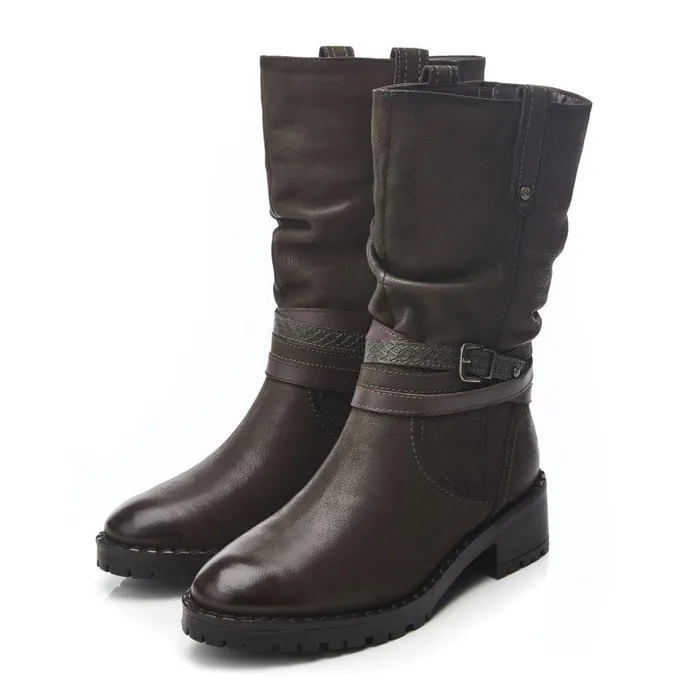 Women Moda In Pelle MidCalf Boots Beckette Khaki Nubuck