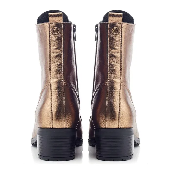 Women Moda In Pelle MidCalf Boots Bezzie Gold Metallic Leather