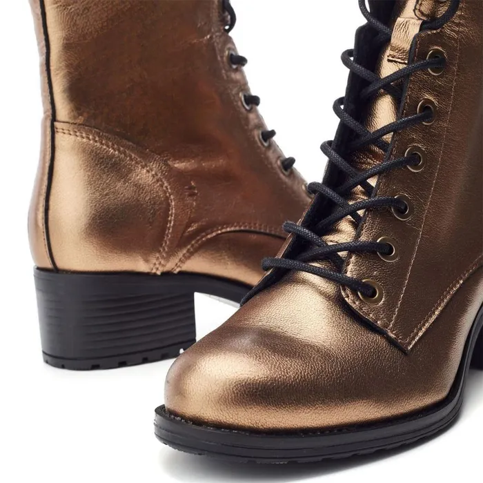 Women Moda In Pelle MidCalf Boots Bezzie Gold Metallic Leather