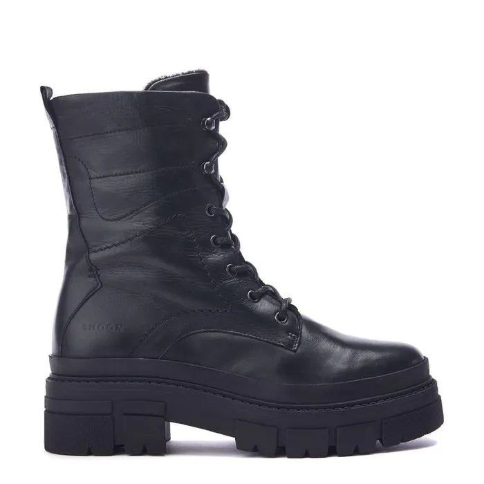 Women Moda In Pelle MidCalf Boots Shoon Sh Ocker Black Leather
