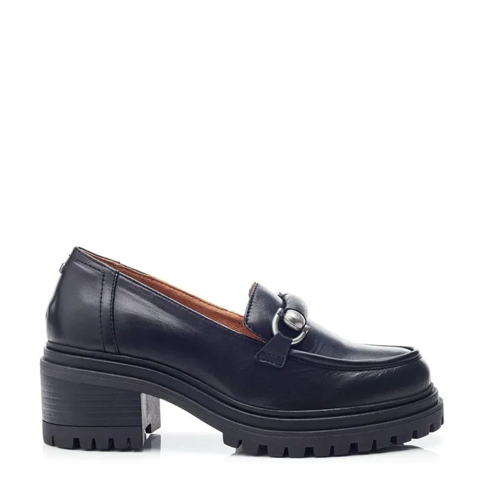 Women Moda In Pelle Mid Heel Shoes Eleanore Black Leather