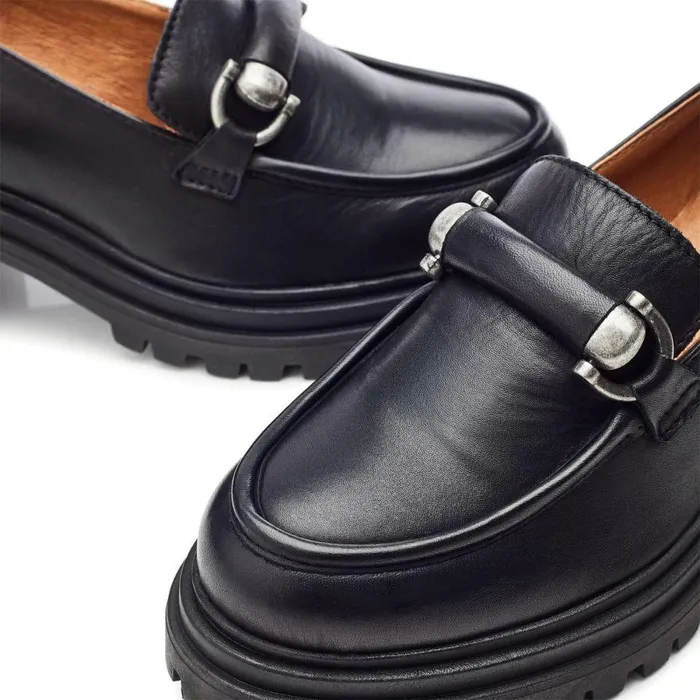 Women Moda In Pelle Mid Heel Shoes Eleanore Black Leather