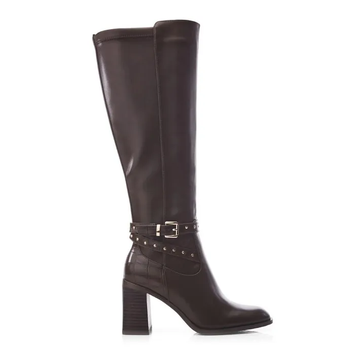 Women Moda In Pelle Over The Knee Boots Umah Brown Snake Print