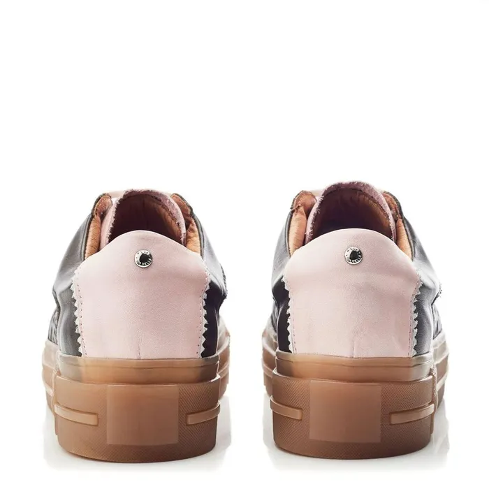 Women Moda In Pelle Platform Trainers Amande Khaki Leather