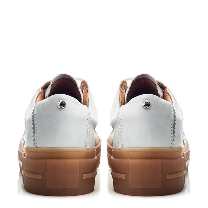 Women Moda In Pelle Platform Trainers Amande White Leather