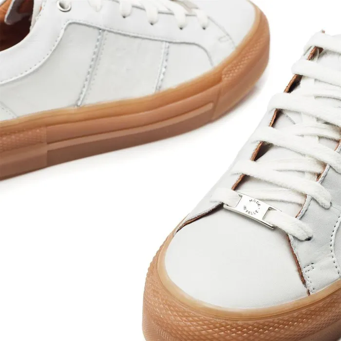 Women Moda In Pelle Platform Trainers Amande White Leather