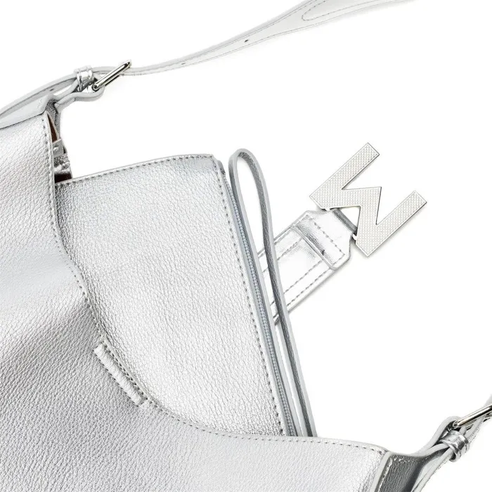 Women Moda In Pelle Shoulder Bags Kaffe Bag Silver Porvair