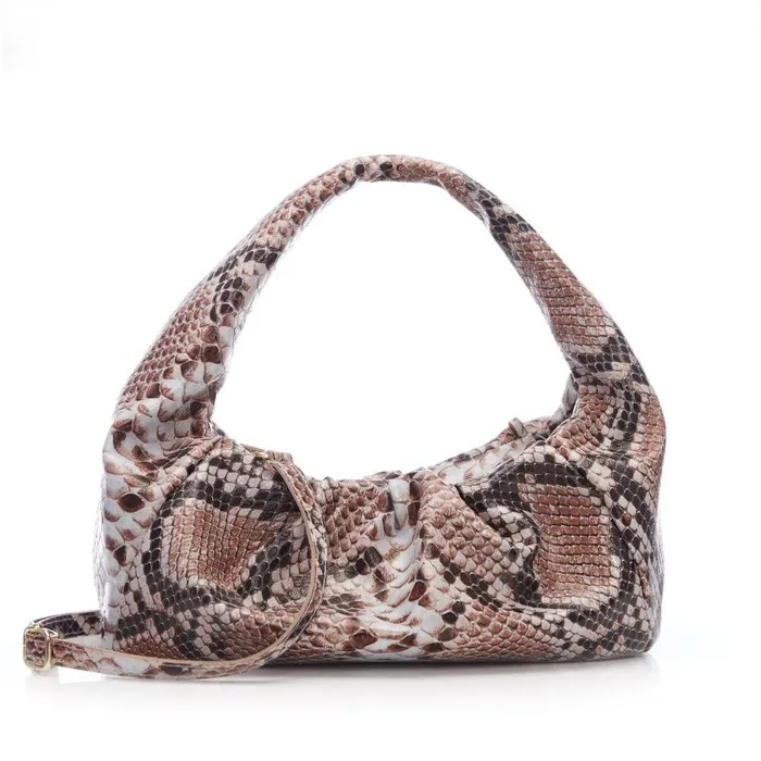 Women Moda In Pelle Shoulder Bags Sicilly Bag Natural Snake Snake Print Leather