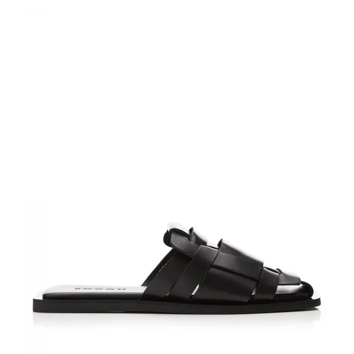 Women Moda In Pelle Slider Sandals Shoon Sh Akari Black Leather