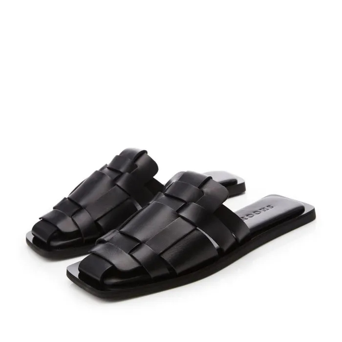 Women Moda In Pelle Slider Sandals Shoon Sh Akari Black Leather Women Moda In Pelle Slider Sandals Shoon Sh Akari Black Leather