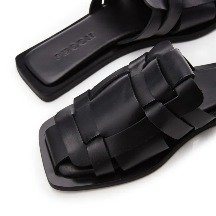 Women Moda In Pelle Slider Sandals Shoon Sh Akari Black Leather Women Moda In Pelle Slider Sandals Shoon Sh Akari Black Leather