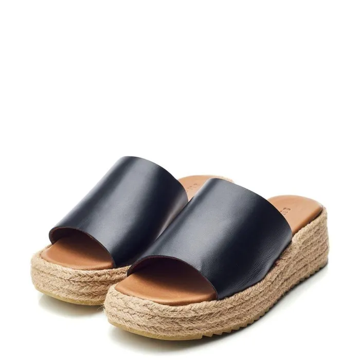 Women Moda In Pelle Slider Sandals Shoon Sh Astrid Black Leather