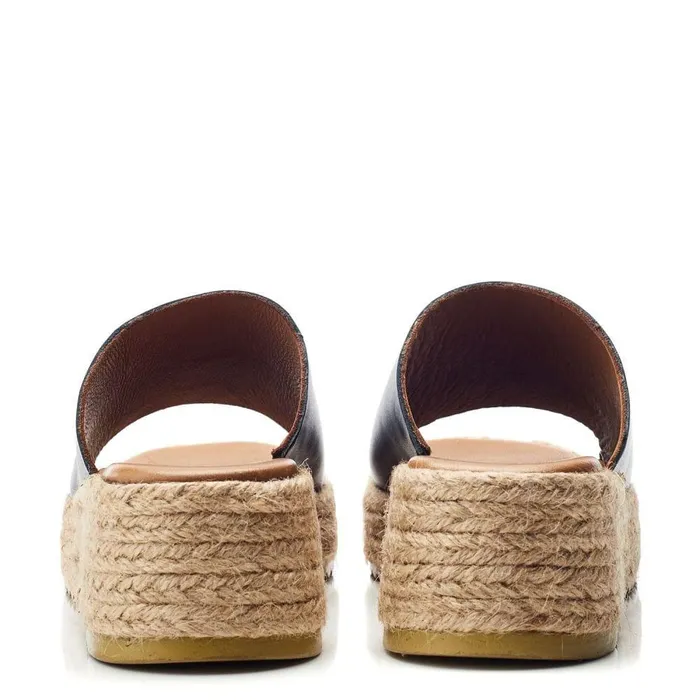 Women Moda In Pelle Slider Sandals Shoon Sh Astrid Black Leather