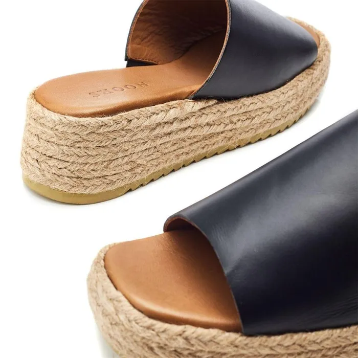 Women Moda In Pelle Slider Sandals Shoon Sh Astrid Black Leather