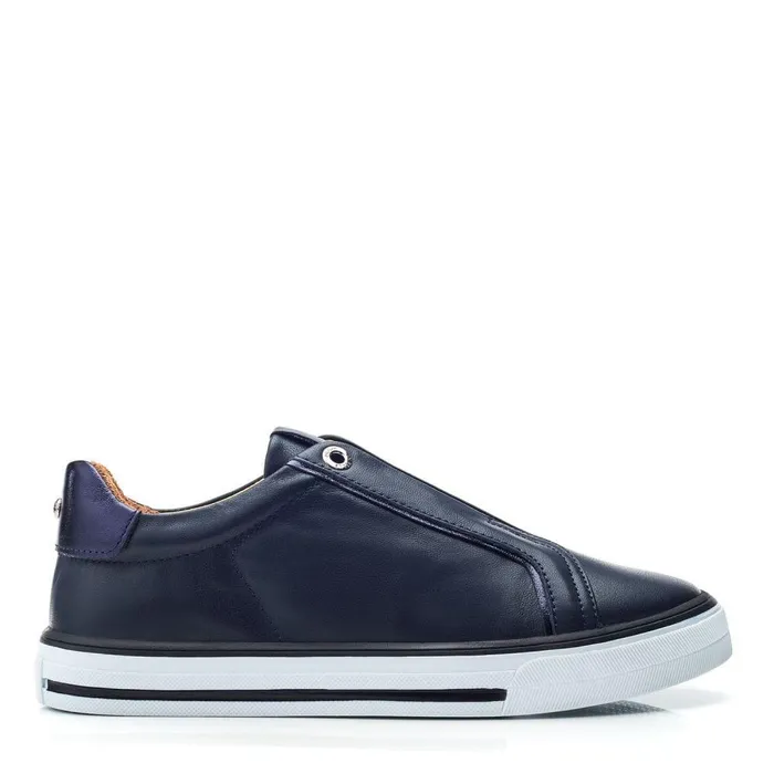 Women Moda In Pelle SlipOn Trainers Bennii Navy Leather