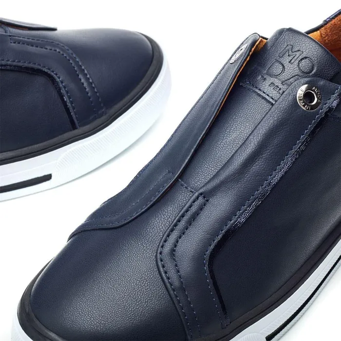 Women Moda In Pelle SlipOn Trainers Bennii Navy Leather