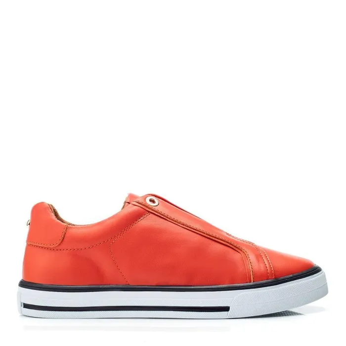 Women Moda In Pelle SlipOn Trainers Bennii Orange Leather