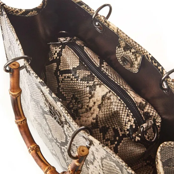 Women Moda In Pelle Tote Bags Marisa Bag Mono Snake Snake Print
