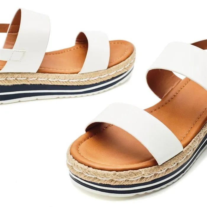 Women Moda In Pelle Wedge Sandals Periso Off White Porvair