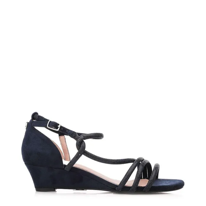 Women Moda In Pelle Wedge Sandals Yazmina Navy Alcantara