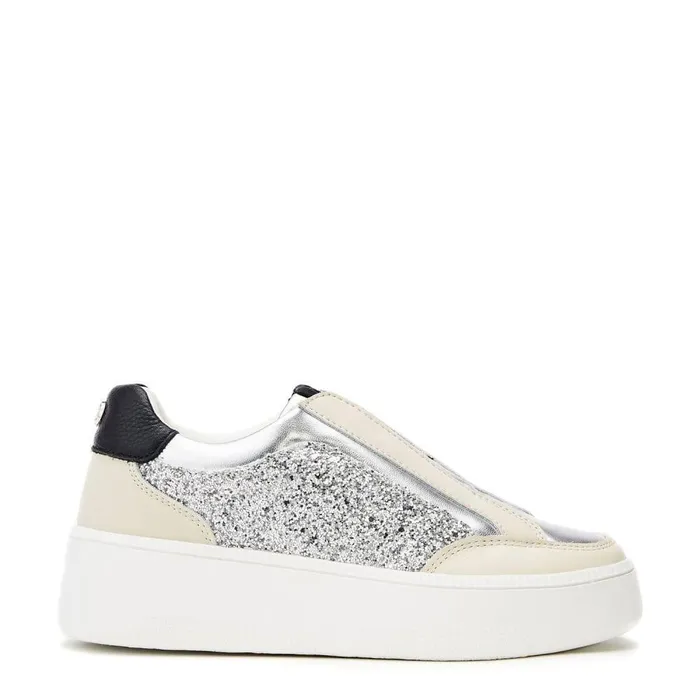 Women Moda In Pelle Wedge Trainers Belda Silver Porvair