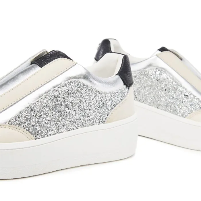 Women Moda In Pelle Wedge Trainers Belda Silver Porvair